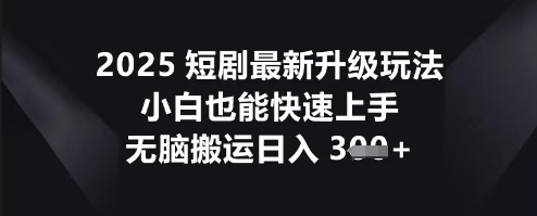 2025短剧最新升级玩法，小白也能快速上手，无脑搬运日入3张-聚成轻创