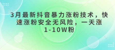 3月最新抖音暴力涨粉技术，快速涨粉安全无风险，一天涨1-10W粉-聚成轻创