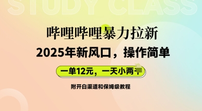 哔哩哔哩暴力拉新：2025年新风口，一单12元，一天数张(附开白渠道和保姆级教程)-聚成轻创